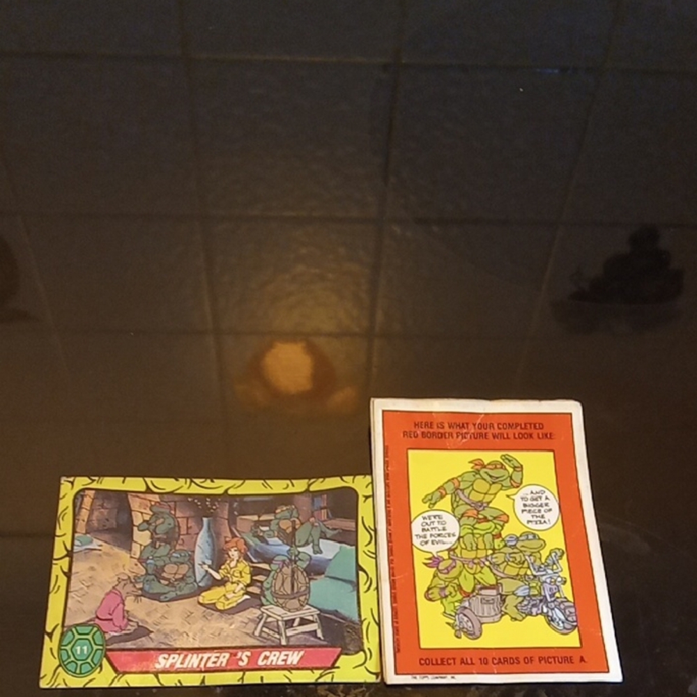 Splinter's Crew Reptile Card Set One sticker card and 1 card.
